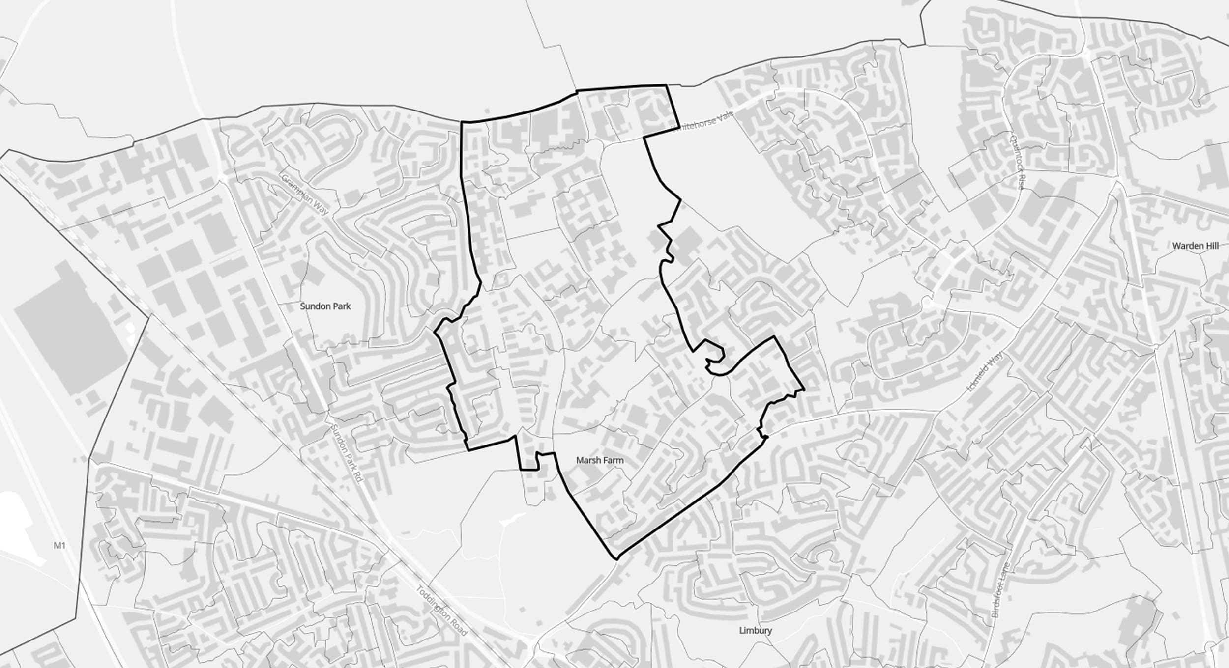 Map of the programme area, Marsh Farm, Luton